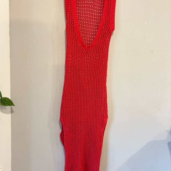 Beach Riot Holly Crochet Mesh Cover Up Dress Red Resort Vacation Swim S/M - Picture 7 of 7